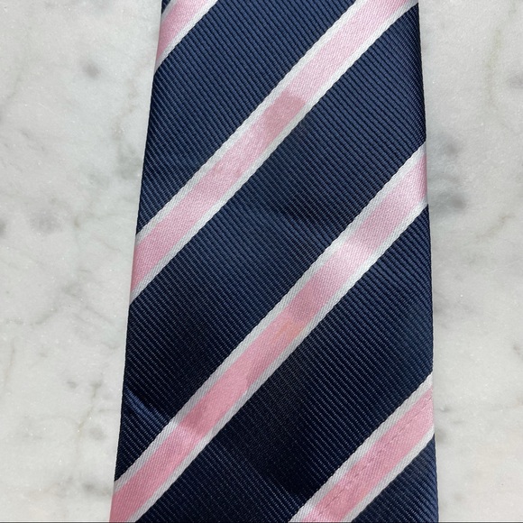 Gymboree Navy Blue Pink Striped Velcro Boys Neck Tie - Picture 4 of 8